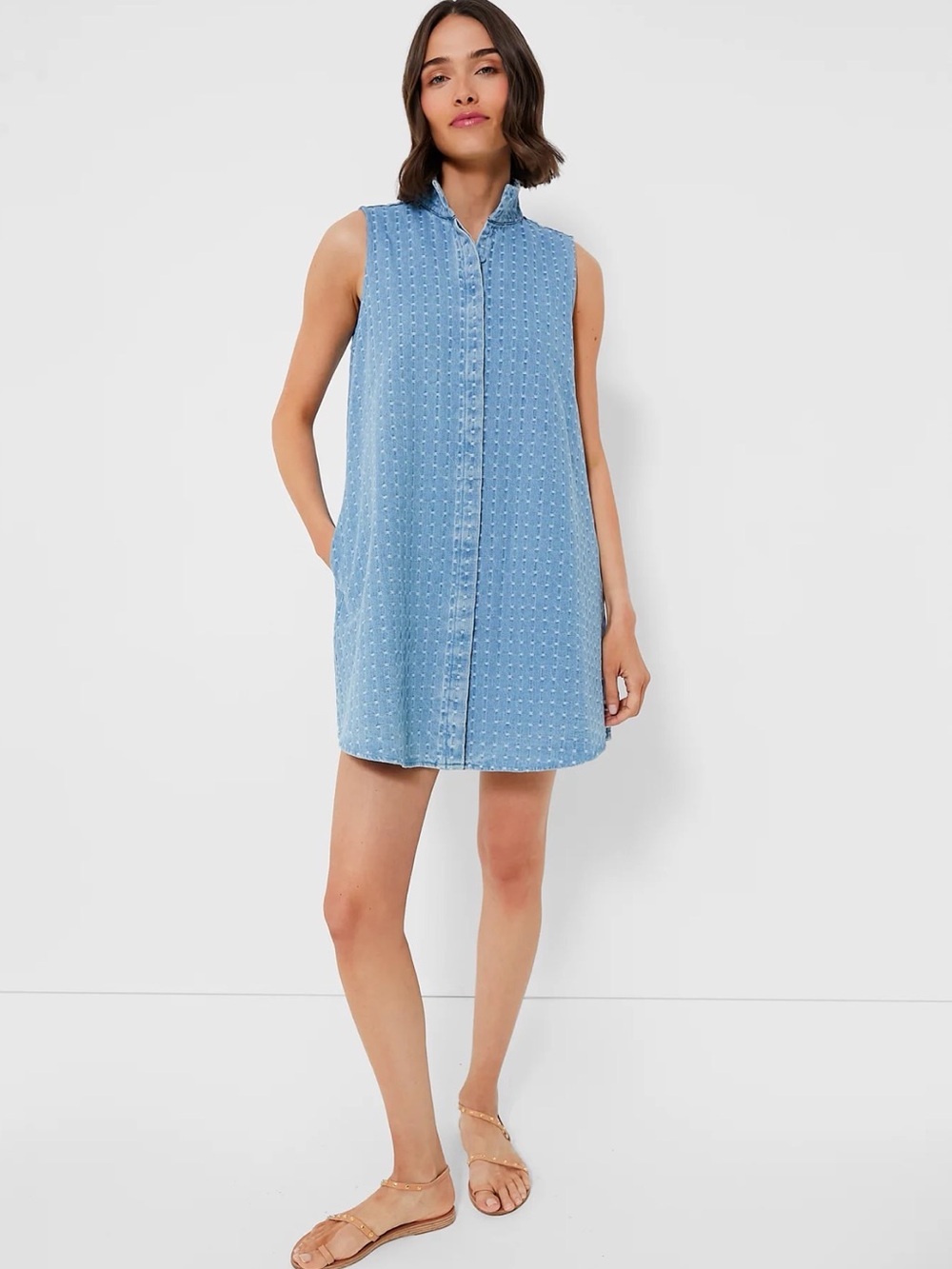 Tuckernuck Chambray Eyelet Sleeveless Cover-Up in Light Blue